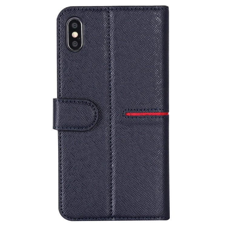 For iPhone XS Max GEBEI Top-grain Leather Horizontal Flip Protective Case with Holder & Card Slots & Wallet & Photo Frame(Blue) - More iPhone Cases by GEBEI | Online Shopping UK | buy2fix