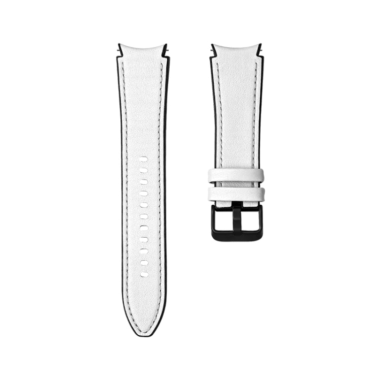 For Samsung Galaxy Watch4 Silicone + Leather Black Buckle Watch Band(White) - Smart Wear by buy2fix | Online Shopping UK | buy2fix