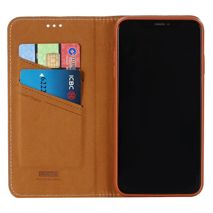 For iPhone XR GEBEI Top-grain Leather Horizontal Flip Protective Case with Holder & Card Slots(Brown) - More iPhone Cases by GEBEI | Online Shopping UK | buy2fix