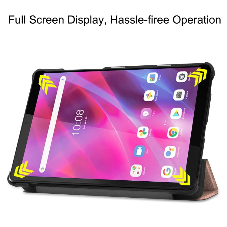 For Lenovo Tab M8 3rd Gen Custer Texture Horizontal Flip Leather Case with Three-folding Holder(Rose Gold) - Mobile Accessories by buy2fix | Online Shopping UK | buy2fix