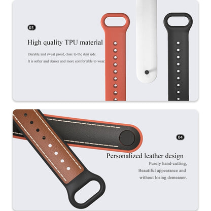 For Xiaomi Mi Band 5/6/7 MIJOBS TPU + Leather Watch Band(Brown+White) - Watch Bands by MIJOBS | Online Shopping UK | buy2fix