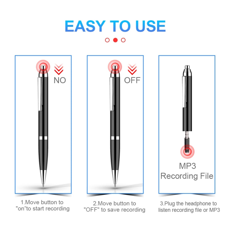 Q90 Intelligent HD Digital Noise Reduction Recording Pen, Capacity:8GB(Black) - Security by buy2fix | Online Shopping UK | buy2fix