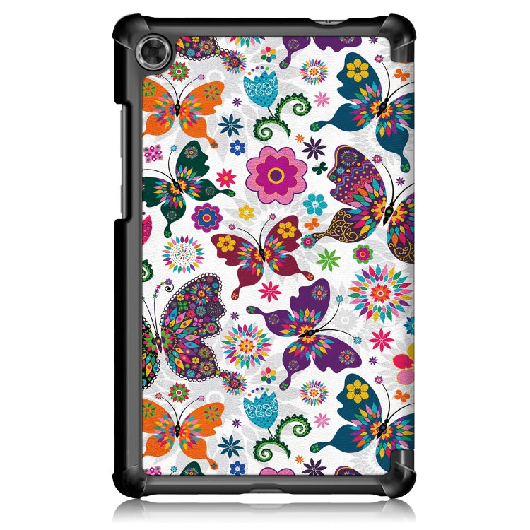 For Lenovo Tab M8 Coloured Drawing Pattern Horizontal Deformation Flip Leather Case with Three-folding Holder(Butterfly) - Mobile Accessories by buy2fix | Online Shopping UK | buy2fix