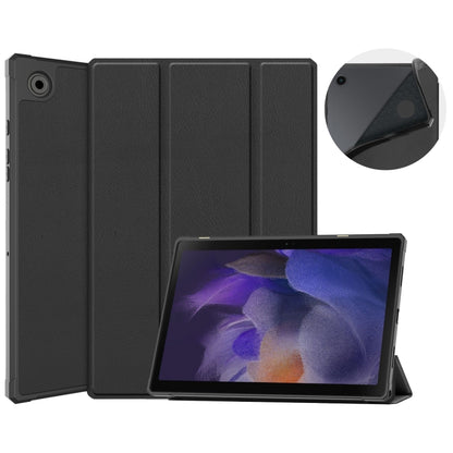 For Samsung Galaxy Tab A8 2021 SM-X205 3-Fold Holder Leather Tablet Case(Black) - Samsung Accessories by buy2fix | Online Shopping UK | buy2fix