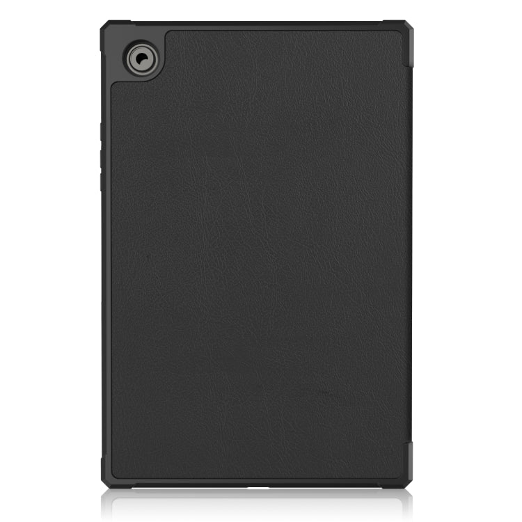 For Samsung Galaxy Tab A8 2021 SM-X205 3-Fold Holder Leather Tablet Case(Black) - Samsung Accessories by buy2fix | Online Shopping UK | buy2fix