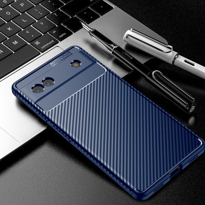 For Google Pixel 6a Carbon Fiber Texture Shockproof TPU Phone Case(Blue) - Google Cases by buy2fix | Online Shopping UK | buy2fix