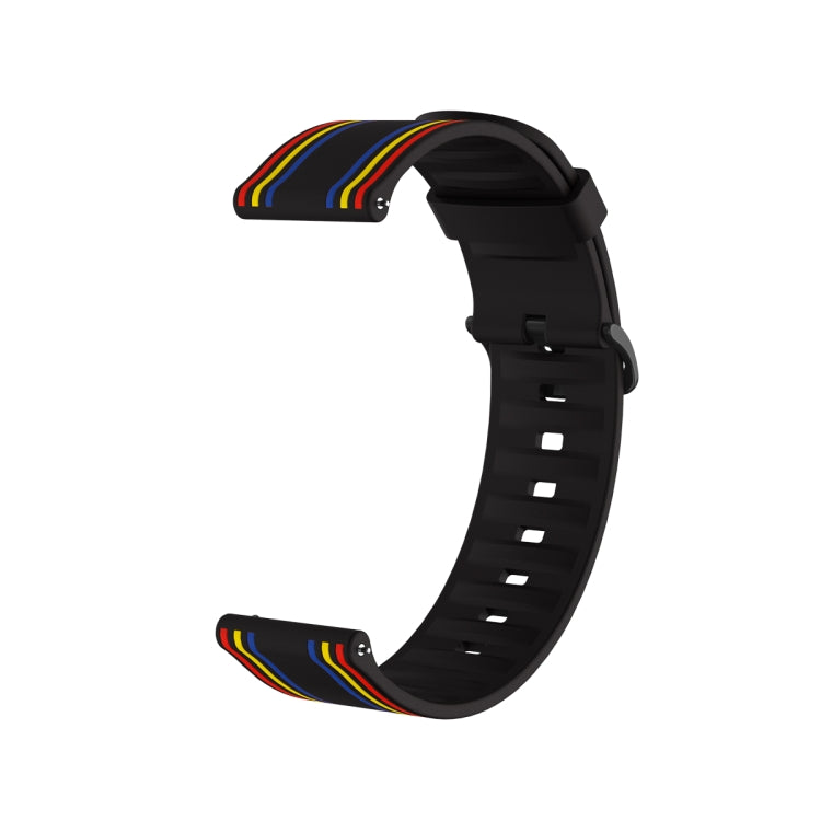 22mm Stripe Silicone Watch Band(Black) - Watch Bands by buy2fix | Online Shopping UK | buy2fix