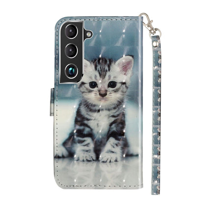 For Samsung Galaxy S22 5G 3D Pattern Horizontal Flip PU Leather Phone Case(Cat) - Galaxy S22 5G Cases by buy2fix | Online Shopping UK | buy2fix