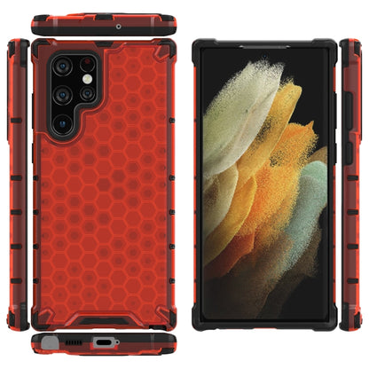 For Samsung Galaxy S22 Ultra 5G Honeycomb PC + TPU Phone Case(Red) - Galaxy S22 Ultra 5G Cases by buy2fix | Online Shopping UK | buy2fix
