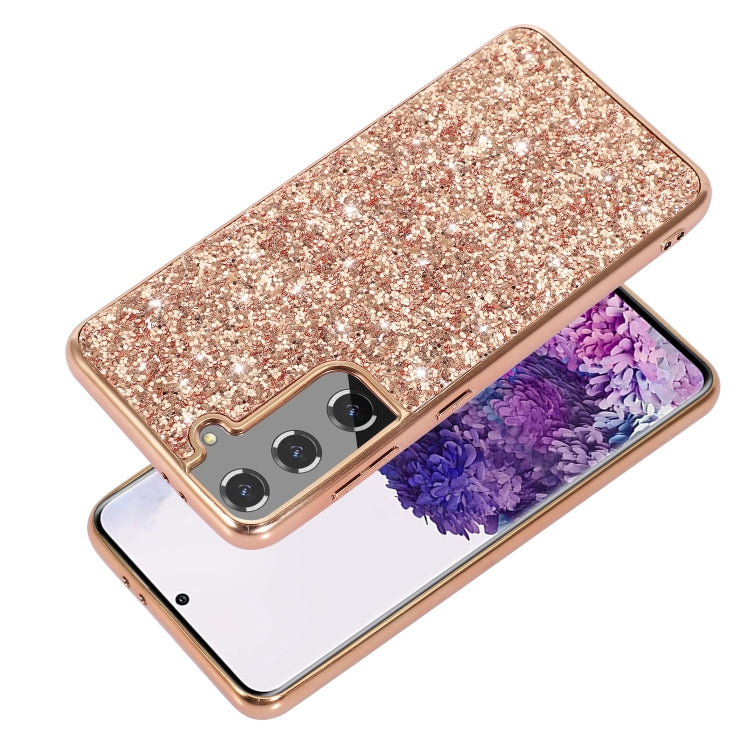 For Samsung Galaxy S22+ 5G Glitter Powder Shockproof TPU Protective Phone Case(Rose Gold) - Samsung Accessories by buy2fix | Online Shopping UK | buy2fix