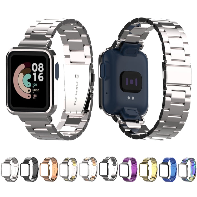 For Xiaomi Mi Watch Lite / Redmi Watch Three-Bead Metal Watchband(Black) - Smart Wear by buy2fix | Online Shopping UK | buy2fix