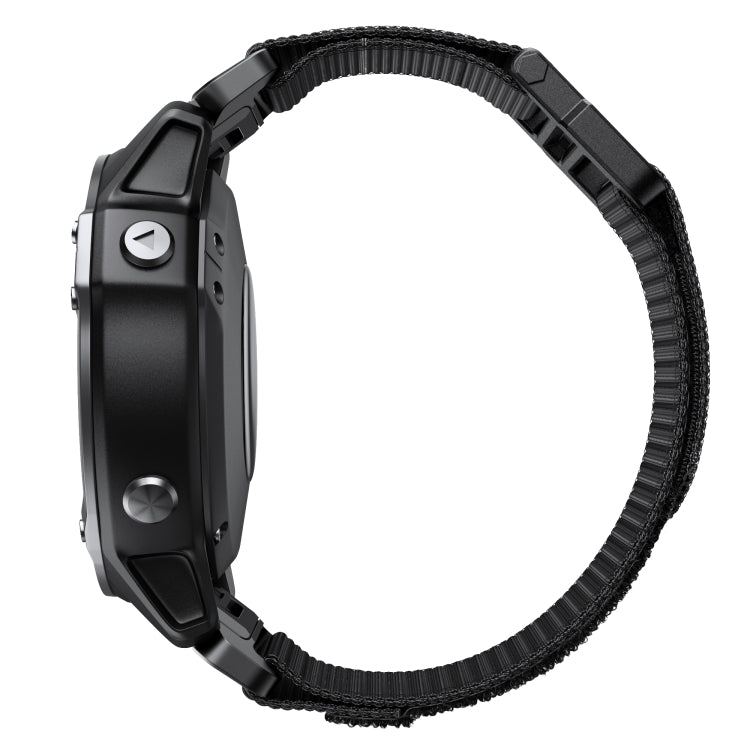 For Garmin Fenix 6X / 5X 26mm Hook And Loop Fastener Nylon Watch Band(Black) - Watch Bands by buy2fix | Online Shopping UK | buy2fix