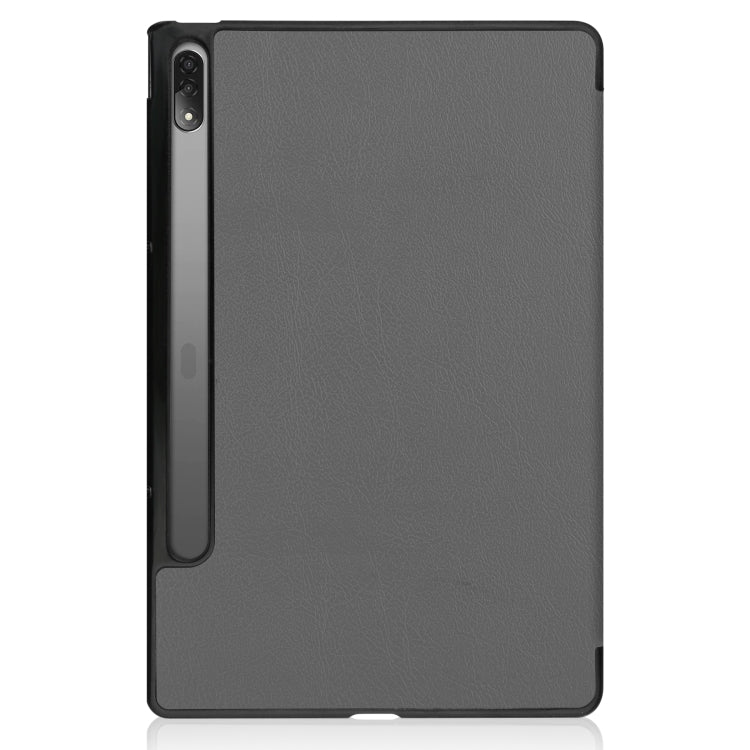 For Lenovo Tab P12 Pro 12.6 Three-folding Holder Custer Texture Leather Tablet Case(Grey) - For Lenovo by buy2fix | Online Shopping UK | buy2fix