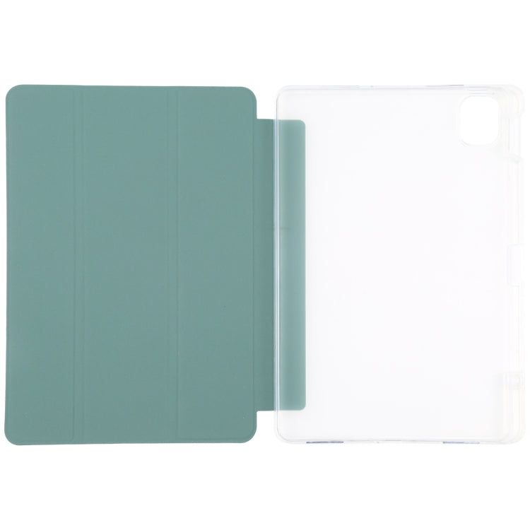 For Xiaomi Mi Pad 5 Pen Slot Transparent Back Cover Leather Tablet Case(Green) - Xiaomi Accessories by buy2fix | Online Shopping UK | buy2fix