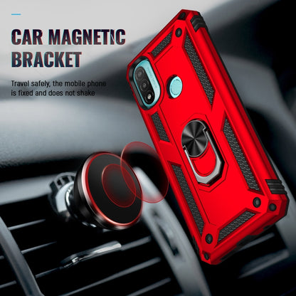 For Motorola Moto E20 / E30 / E40 Shockproof TPU + PC Holder Phone Case(Red) - Motorola Cases by buy2fix | Online Shopping UK | buy2fix