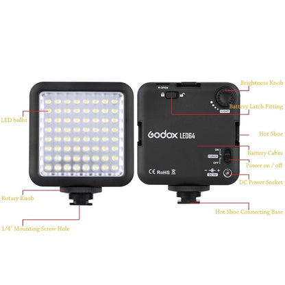 Godox LED64 LED Video Fill Light -  by Godox | Online Shopping UK | buy2fix