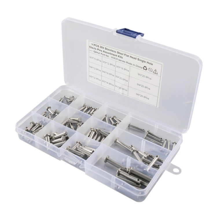 A6828 96 in 1 304 Stainless Steel Flat Head Single Hole Clevis Pins Assortment Kit - In Car by buy2fix | Online Shopping UK | buy2fix