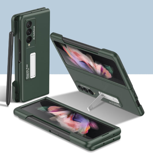 For Samsung Galaxy Z Fold3 5G GKK Ultra-thin PC Phone Flip Case with Holder & Side Pen Slot(Dark Night Green) - Galaxy Phone Cases by GKK | Online Shopping UK | buy2fix