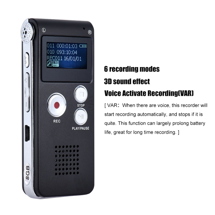 SK-012 32GB USB Dictaphone Digital Audio Voice Recorder with WAV MP3 Player VAR Function(Grey) - Consumer Electronics by buy2fix | Online Shopping UK | buy2fix