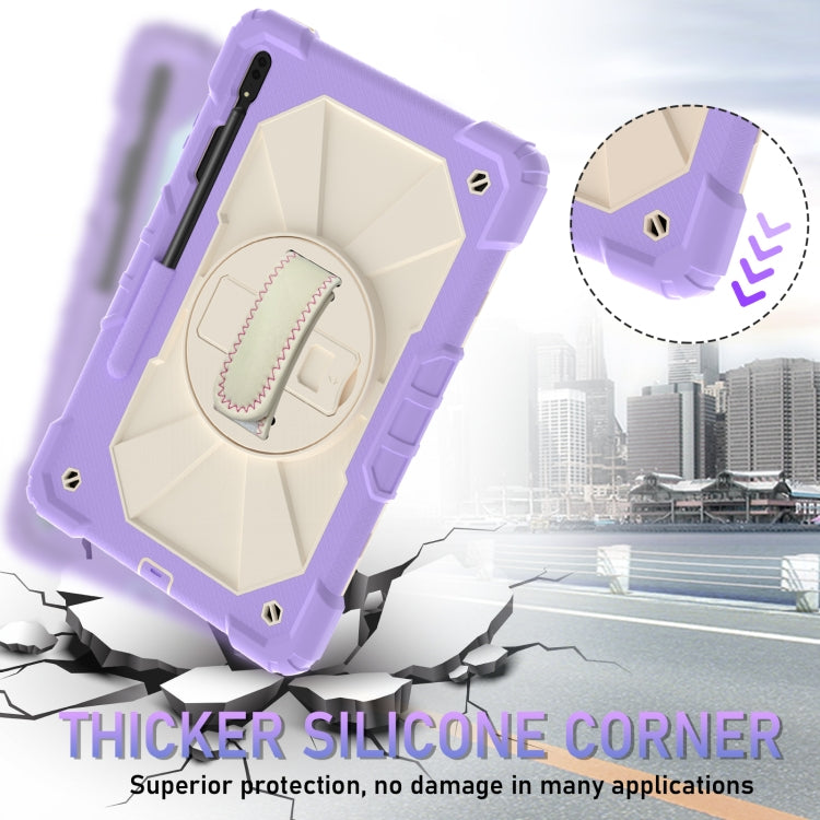 For Samsung Galaxy Tab S8+ 12.4 inch SM-X800 / SM-X806 Contrast Color Robot Shockproof Silicone + PC Tablet Case(Lotus Root Purple Beige) - Other Galaxy Tab PC by buy2fix | Online Shopping UK | buy2fix