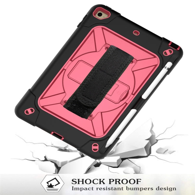 For iPad Mini 5 / 4 Contrast Color Silicone + PC Combination Case with Holder(Black + Rose Red) - Apple Accessories by buy2fix | Online Shopping UK | buy2fix