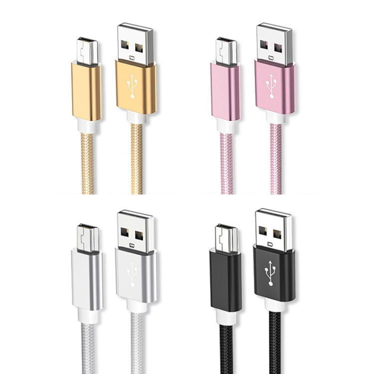 5 PCS Mini USB to USB A Woven Data / Charge Cable for MP3, Camera, Car DVR, Length:1m(Rose Gold) - Camera Accessories by buy2fix | Online Shopping UK | buy2fix