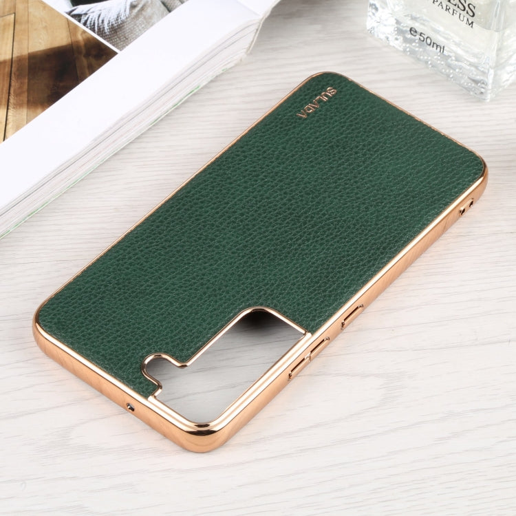 For Samsung Galaxy S22 5G SULADA Shockproof TPU + Handmade Leather Phone Case(Green) - Galaxy S22 5G Cases by SULADA | Online Shopping UK | buy2fix