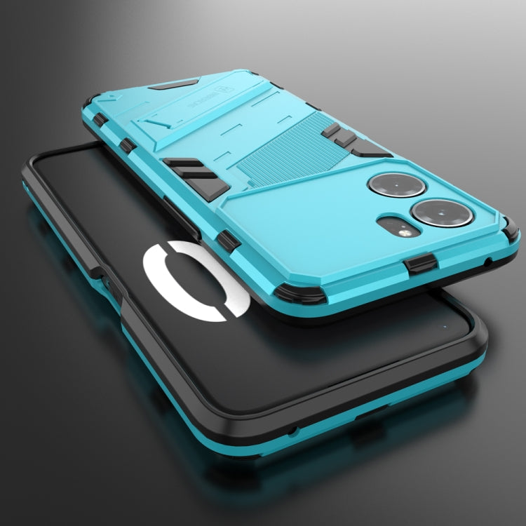 For OPPO K10 5G China Punk Armor 2 in 1 PC + TPU Shockproof Phone Case with Invisible Holder(Blue) - OPPO Cases by buy2fix | Online Shopping UK | buy2fix