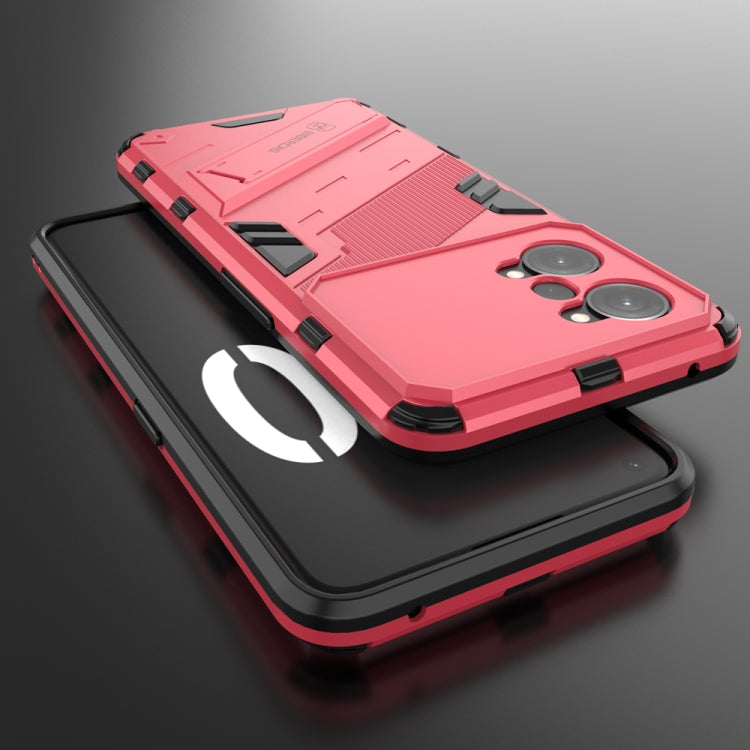 For OPPO K10 Pro 5G China Punk Armor 2 in 1 PC + TPU Shockproof Phone Case with Invisible Holder(Light Red) - OPPO Cases by buy2fix | Online Shopping UK | buy2fix