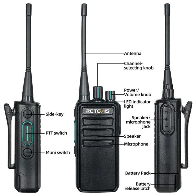 1 Pair RETEVIS RB29 FRS Free-license Two Way Radio Walkie Talkie(Black) - Handheld Walkie Talkie by RETEVIS | Online Shopping UK | buy2fix