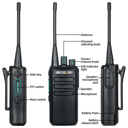 1 Pair RETEVIS RB29 FRS Free-license Two Way Radio Walkie Talkie(Black) - Handheld Walkie Talkie by RETEVIS | Online Shopping UK | buy2fix