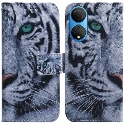 For Honor X7 Coloured Drawing Leather Phone Case(Tiger) - Honor Cases by buy2fix | Online Shopping UK | buy2fix