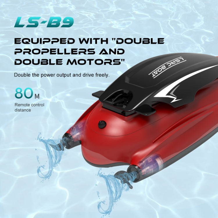 LSRC B9 2.4G Double Propeller Remote Control Boat Water Toy Racing Rowing(Red) - RC Boats by buy2fix | Online Shopping UK | buy2fix