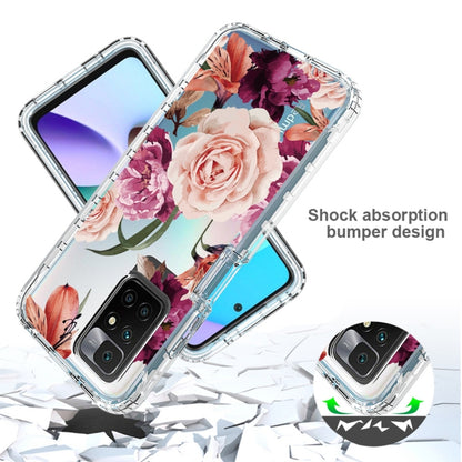 For Xiaomi Redmi 10 PC+TPU Transparent Painted Phone Case(Purple Floral) - Xiaomi Cases by buy2fix | Online Shopping UK | buy2fix