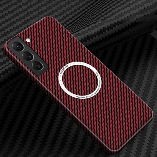 For Samsung Galaxy S22 Plus 5G Carbon Fiber Texture MagSafe Magnetic Phone Case(Red) - Galaxy S22+ 5G Cases by buy2fix | Online Shopping UK | buy2fix