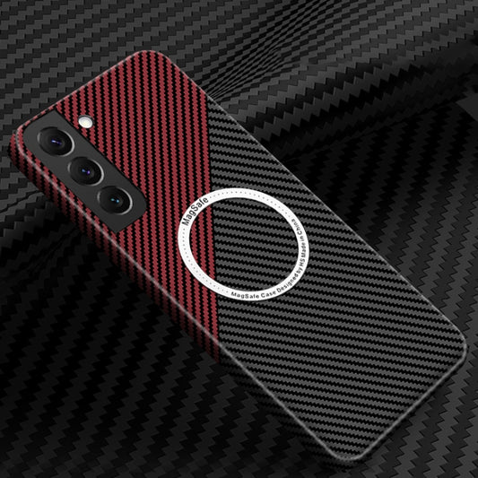 For Samsung Galaxy S22 Plus 5G Carbon Fiber Texture MagSafe Magnetic Phone Case(Black Red) - Galaxy S22+ 5G Cases by buy2fix | Online Shopping UK | buy2fix