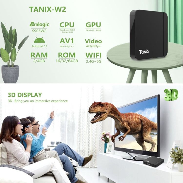 Tanix W2 Amlogic S905 Quad Core Smart TV Set Top Box, RAM:4G+32G With Dual Wifi/BT(US Plug) - Amlogic S905 by buy2fix | Online Shopping UK | buy2fix