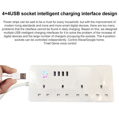 ZigBee 13A SM-SO301-K 4 Holes + 4 USB Multi-purpose Smart Power Strip, UK Plug - Consumer Electronics by buy2fix | Online Shopping UK | buy2fix