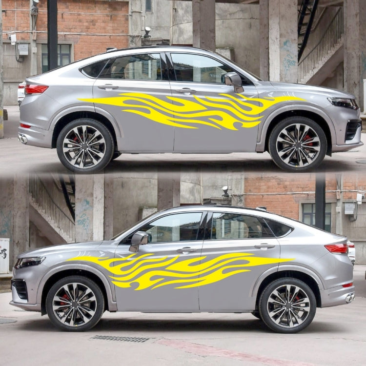 2 PCS/Set D-476 Fire Element Pattern Car Modified Decorative Sticker(Yellow) - In Car by buy2fix | Online Shopping UK | buy2fix