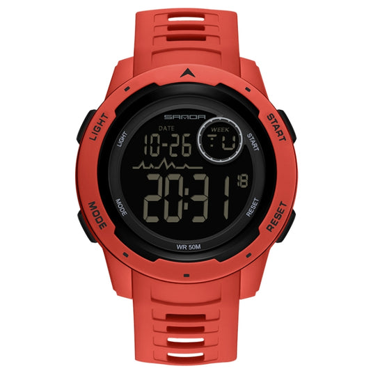 SANDA 2125 Luminous Waterproof Dual Display Electronic Watch(Red) - Silicone Strap Watches by SANDA | Online Shopping UK | buy2fix