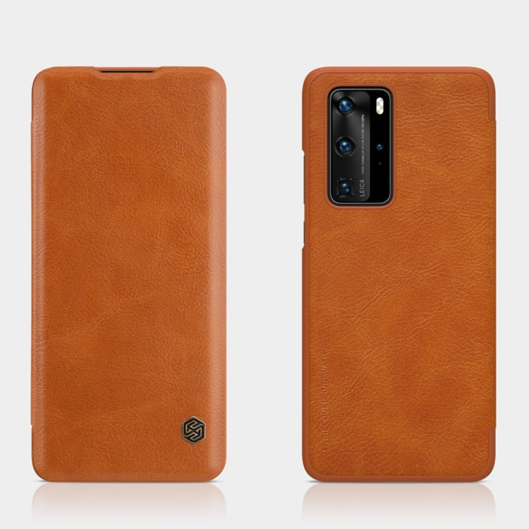 For Huawei P40 Pro NILLKIN QIN Series Crazy Horse Texture Horizontal Flip Leather Case with Card Slot(Brown) - Huawei Cases by NILLKIN | Online Shopping UK | buy2fix