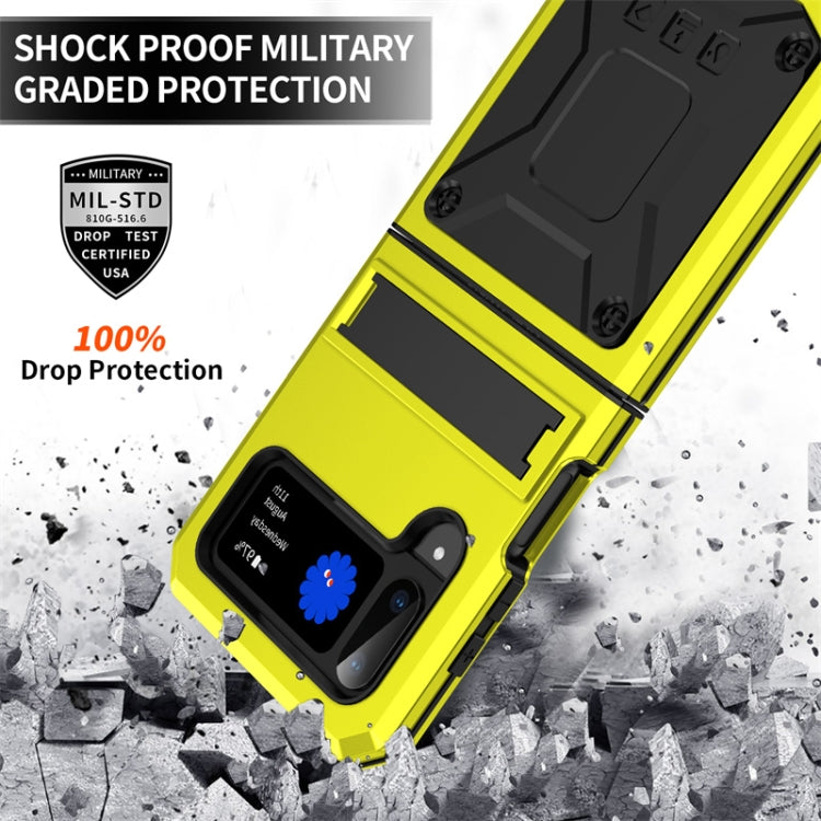 For Samsung Galaxy Z Flip4 Metal Shock-proof Phone Case With Holder(Yellow) - Galaxy Z Flip4 5G Cases by buy2fix | Online Shopping UK | buy2fix