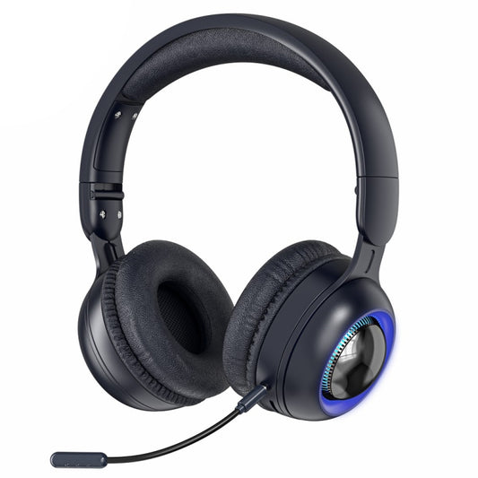 KE08 RGB Stereo PC Wireless Bluetooth Headphones with Microphone(Dark Blue) - Apple Accessories by buy2fix | Online Shopping UK | buy2fix