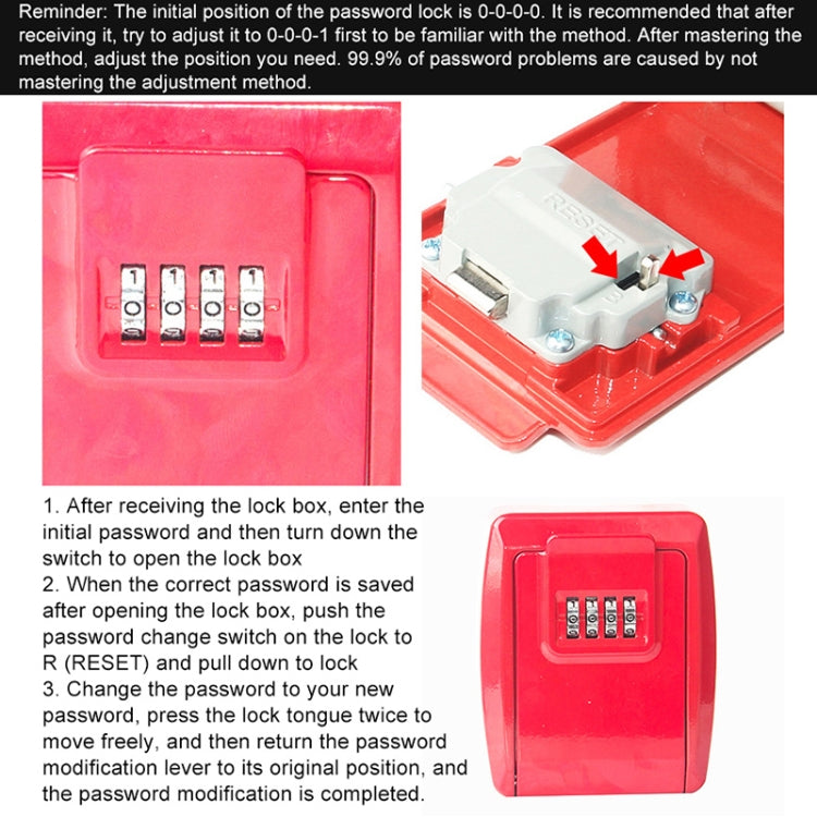 G12 Nail Free Installation Password Key Storage Box(Red) - Security by buy2fix | Online Shopping UK | buy2fix