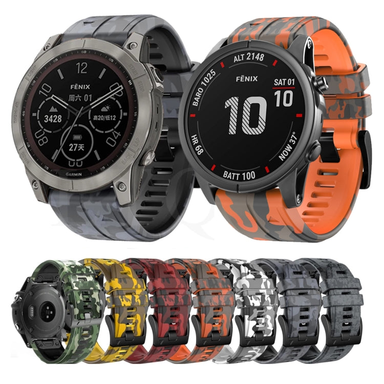 For Garmin Fenix 7X Camouflage Silicone Watch Band(White) - Smart Wear by buy2fix | Online Shopping UK | buy2fix