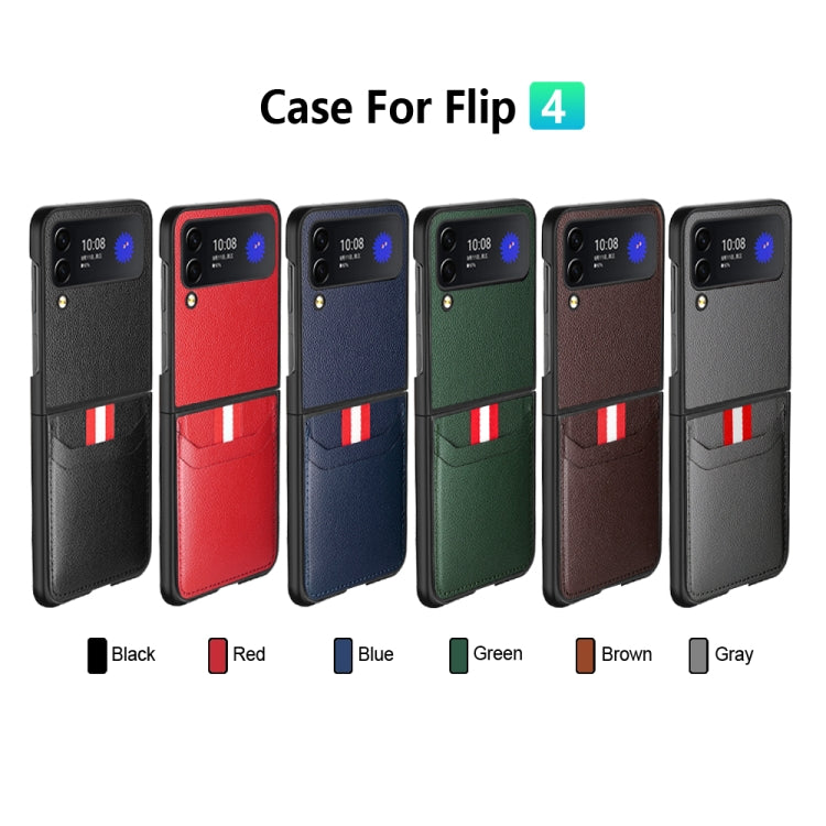 For Samsung Galaxy Z Flip4 5G GKK Litchi Texture Card Slot Phone Case(Blue) - Galaxy Z Flip4 5G Cases by GKK | Online Shopping UK | buy2fix