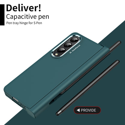 For Samsung Galaxy Z Fold4 Skin Feel Two-color Contact Lens Hinge Flip Phone Case with Pen Slot(Aoyama Dai) - Galaxy Z Fold4 5G Cases by buy2fix | Online Shopping UK | buy2fix