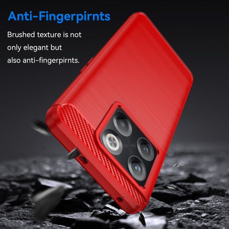 For OnePlus 10T Brushed Texture Carbon Fiber TPU Phone Case (Red) - OnePlus Cases by buy2fix | Online Shopping UK | buy2fix