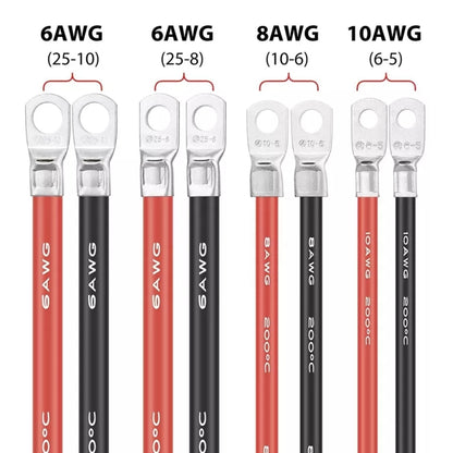 6AWG 25-10 Car 50cm Red + Black Pure Copper Battery Inverter Cable - In Car by buy2fix | Online Shopping UK | buy2fix