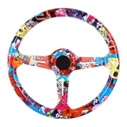 35cm Car Racing Graffiti ABS Steering Wheel(Style 2) - In Car by buy2fix | Online Shopping UK | buy2fix